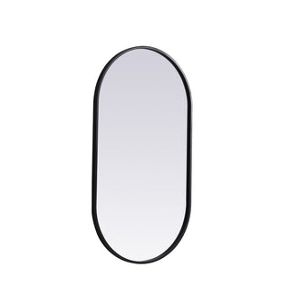 Metal Frame Oval Mirror 20x36 Inch in Black