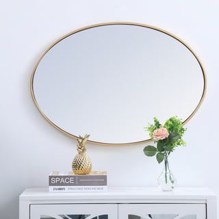 Metal frame oval mirror 34 inch in Brass