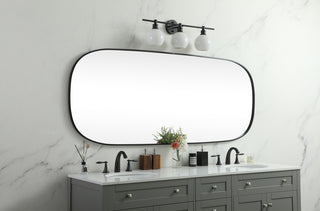 Metal Frame Oval Mirror 30x72 Inch in Black