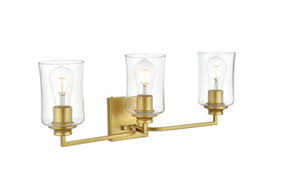 Ronnie 3 light Brass and Clear Bath Sconce