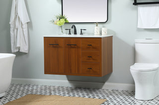 36 inch Single bathroom vanity in teak