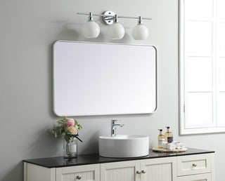 Soft corner metal rectangular mirror 24x40 inch in White