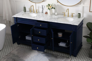 72 inch Double Bathroom Vanity set in Blue