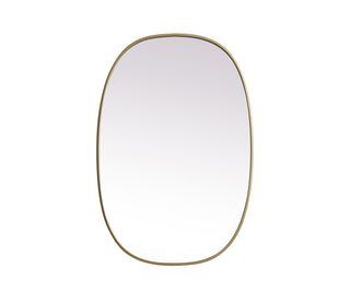 Metal Frame Oval Mirror 27x40 Inch in Brass