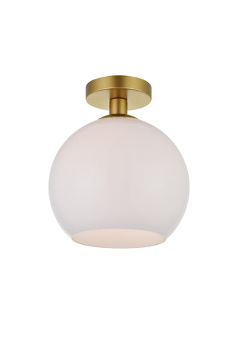 Baxter 1 Light Brass Flush Mount With Frosted White Glass