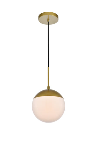 Eclipse 1 Light Brass Pendant With Frosted White Glass