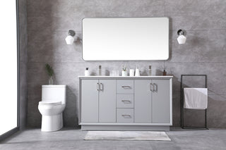 60 Inch Double Bathroom Vanity In Grey