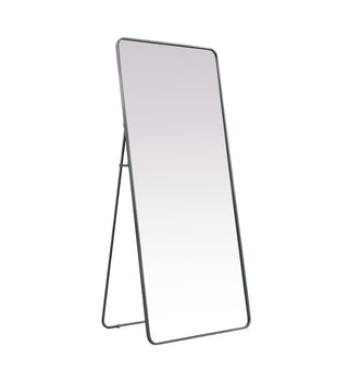 Soft Corner Metal Rectangle Full Length Mirror 32x72 Inch in Silver