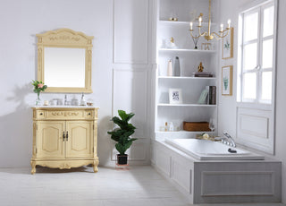 36 inch Single Bathroom vanity in light antique beige with ivory white engineered marble