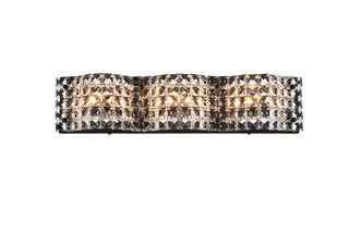 Tate 3 light bath sconce in black with clear crystals