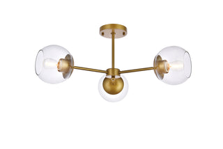 Briggs 26 inch flush mount in brass with clear shade