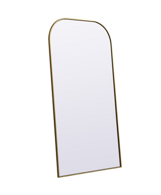 Metal Frame Arch Full Length Mirror 35x66 Inch in Brass