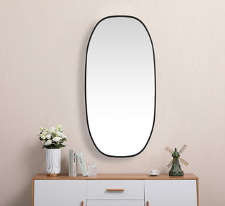 Metal Frame Oval Mirror 24x48 Inch in Black