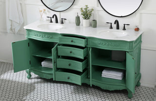 72 inch double Bathroom vanity in vintage mint with ivory white engineered marble