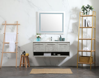 48 inch Single bathroom vanity in concrete grey with backsplash