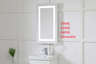 Helios 18in x 30in Hardwired LED mirror with touch sensor and color changing temperature 3000K/4200K/6400K