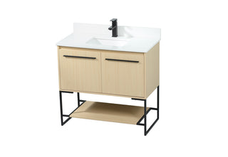 36 inch Single bathroom vanity in maple with backsplash