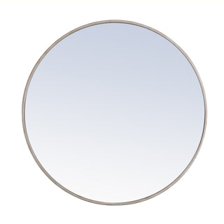 Metal frame Round Mirror 32 inch Silver finish