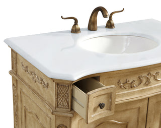 36 inch Single Bathroom vanity in Antique Beige with ivory white engineered marble