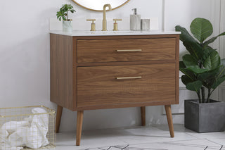 36 inch bathroom Vanity in Walnut Brown with Backsplash