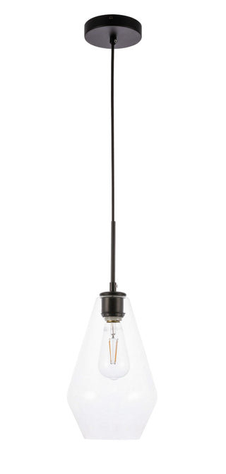 Gene 1 light Black and Clear glass pendant