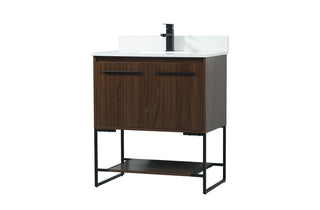 30 inch Single bathroom vanity in walnut with backsplash