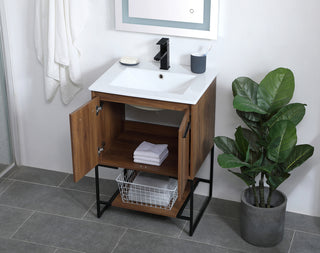 24 inch  Single Bathroom Vanity in Walnut Brown