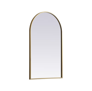 Metal Frame Arch Mirror 22x36 Inch in Brass