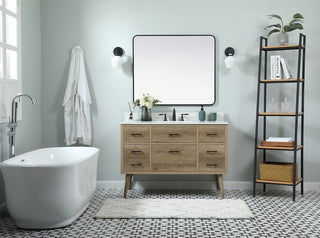 48 inch Single bathroom vanity in natural oak with backsplash