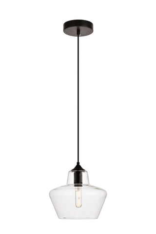 Placido Collection Pendant D9.8 H9.3 Lt:1 Black and Clear Finish