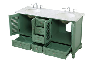 60 inch Double Bathroom Vanity in Vintage Mint