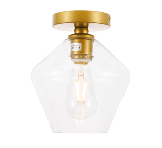 Gene 1 light Brass and Clear glass Flush mount