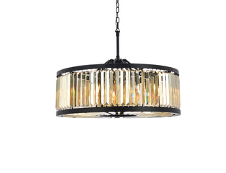 Chelsea 10 light Matte Black Chandelier Golden Teak (Smoky) Royal Cut Crystal