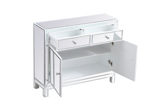 38 inch mirrored end table in white