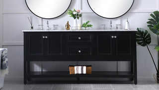 72 in. double sink bathroom vanity set in Black