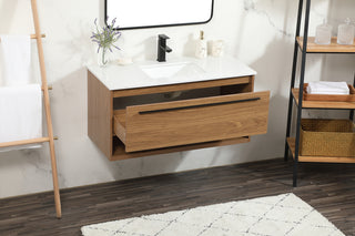 40 inch Single bathroom vanity in walnut brown