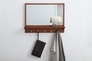 Entryway mirror with shelf  28 inch x 21 inch in pecan