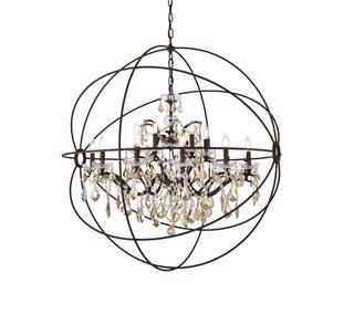 Geneva 18 light Rustic Intent Chandelier Golden Teak (Smoky) Royal Cut crystal