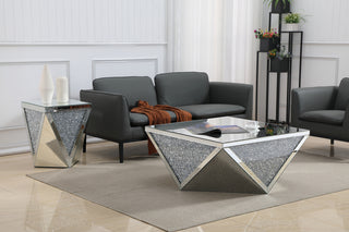 38 inch Square Crystal Coffee Table Silver Royal Cut Crystal