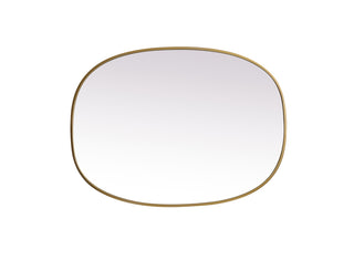 Metal Frame Oval Mirror 27x36 Inch in Brass