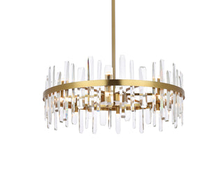 Serena 32 inch crystal round chandelier in satin gold