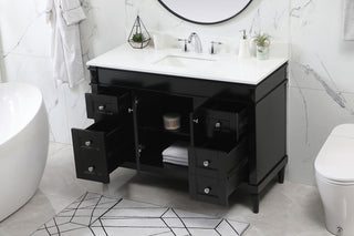 48 inch Single bathroom vanity in black with backsplash