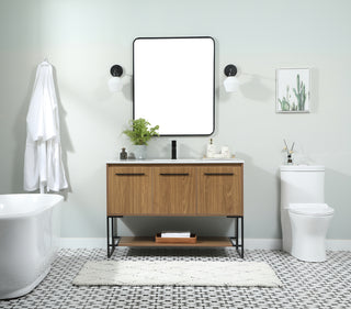 48 inch Single bathroom vanity in walnut brown