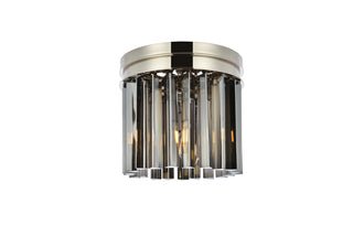 Sydney 3 light polished nickel Flush Mount Silver Shade (Grey) Royal Cut Crystal