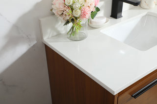 36 inch Single bathroom vanity in teak with backsplash