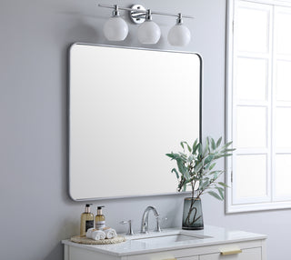 Soft corner metal rectangular mirror 36x40 inch in Silver