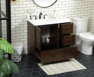 36 inch Single bathroom vanity in expresso with backsplash