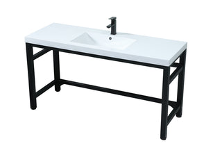 60 Inch ADA Compliant SIngle Bathroom Metal Vanity In Black