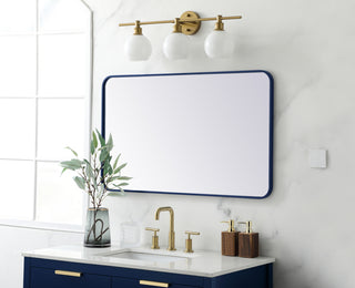 Soft corner metal rectangular mirror 24x40 inch in Blue