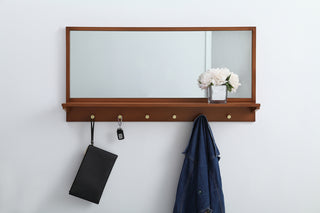 Entryway mirror with shelf  42 inch x 21 inch in pecan